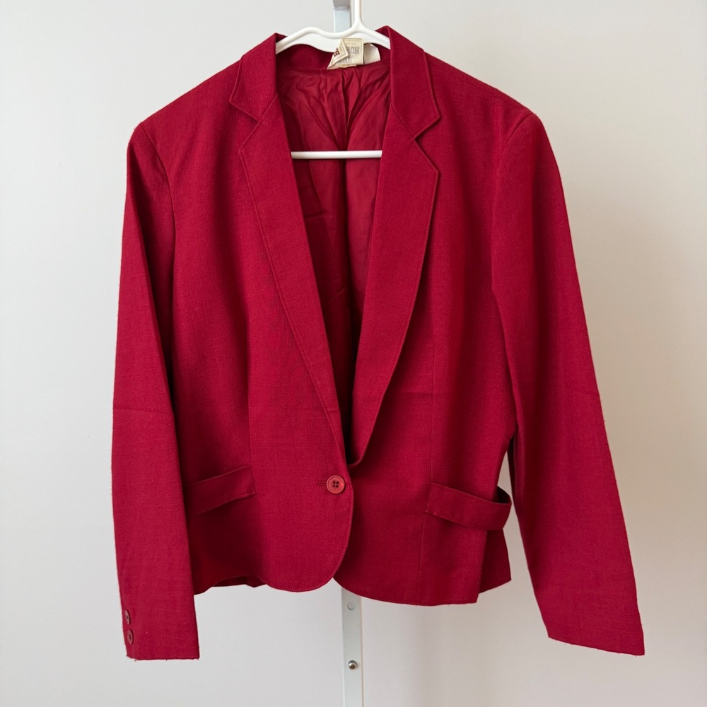 VTG The Branch Linen Academia Office Siren Professional Red Blazer Large